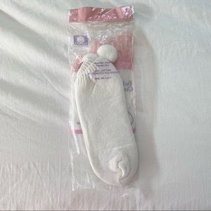 Vintage Pom Pom Socks One Size White